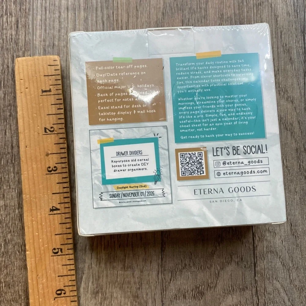 Eterna‎ Goods Daily Life Hacks 2026 Day-to-Day Desk Calendar Tear-Off New Sealed